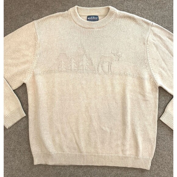 Woolrich Sweater Mens XL Long Sleeve Tight Knit Crew Caribou Pullover - Picture 1 of 8